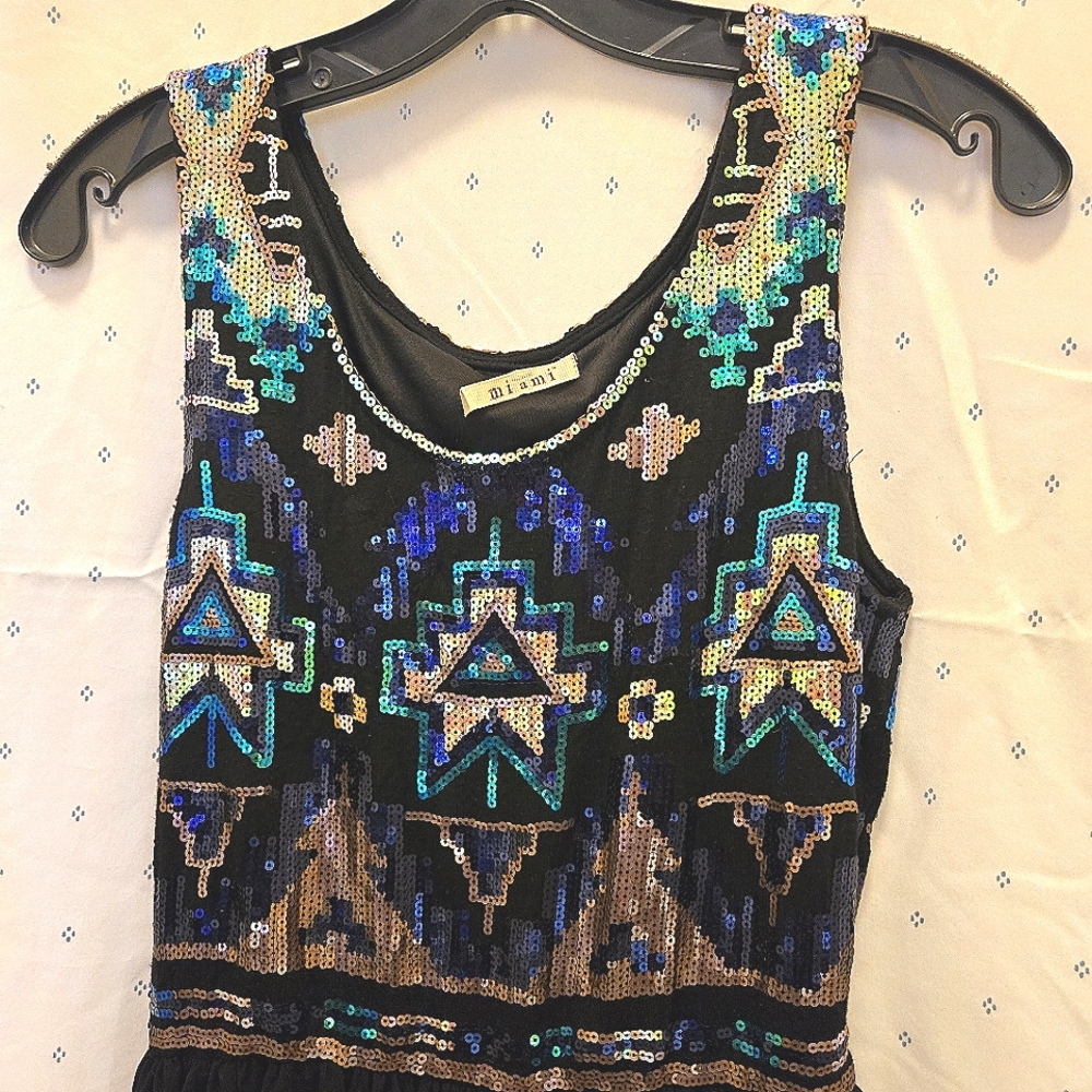 Aztec Sequin Western Dress Size Large